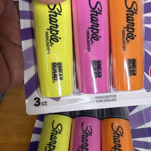 LOT OF 2 Sharpie Clear View Chisel Tip Highlighters, Yellow Orange Pink 3PK - Picture 4 of 8